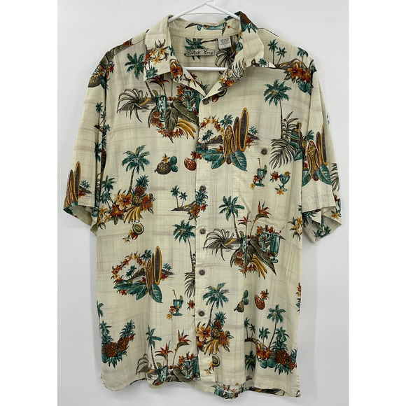 Batik Bay Men's Rayon Hawaiian Shirt Surfboard Tropical Print - Picture 1 of 5